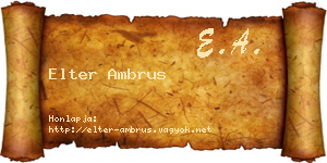 Elter Ambrus névjegykártya